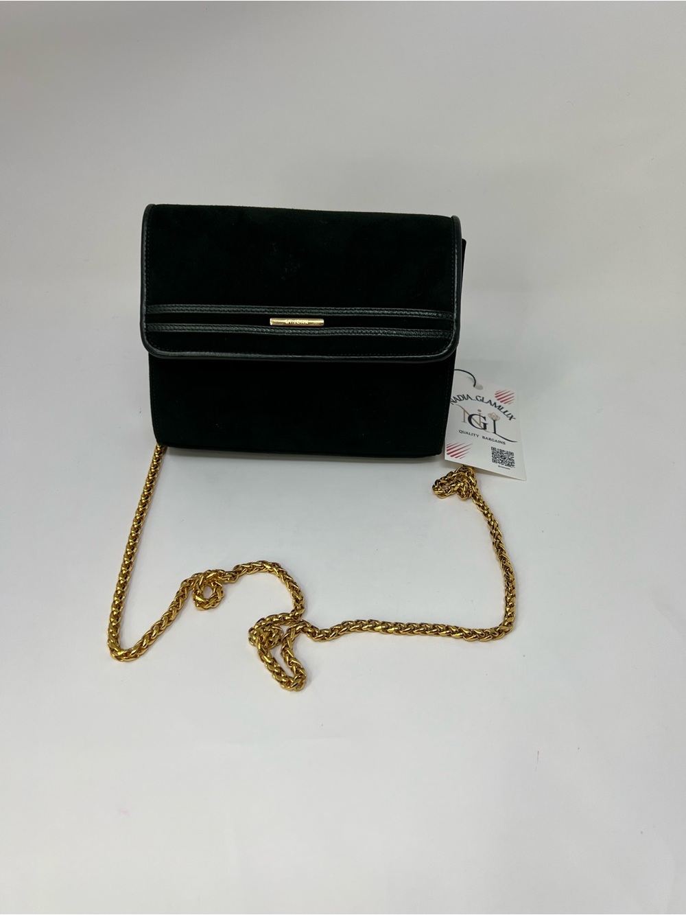 St. John Dark Green Suede Mini Crossbody Bag